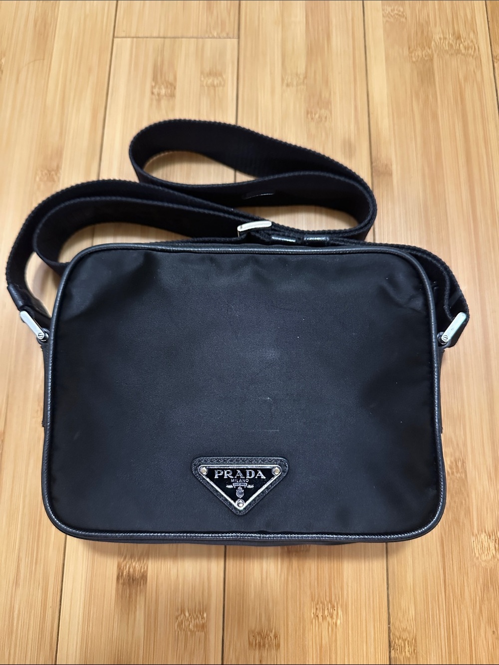 Prada Black Nylon Messenger Crossbody Bag